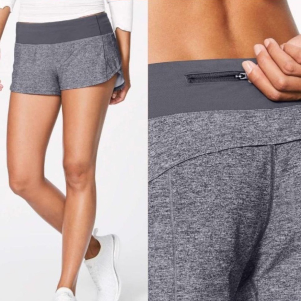 Lululemon Speed Short (2.5”), Heather Lux Multi Black/Dark Carbon, Size 10